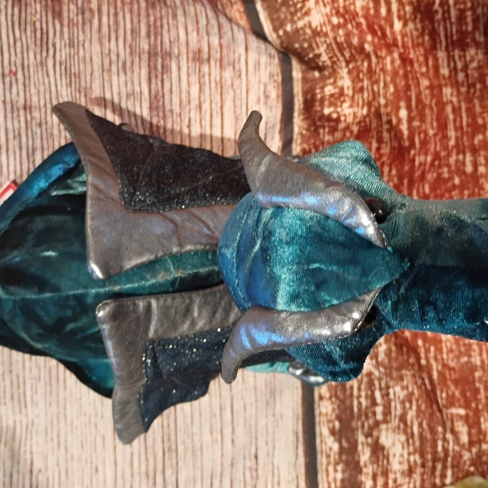Douglas Dragon Plush Toy-Teal Green Silver Wings W/ *Bonus* Matching Necklace - Picture 6 of 11